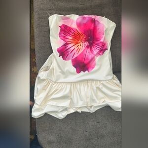 Windsor Cream Romper with Pink Floral Accent